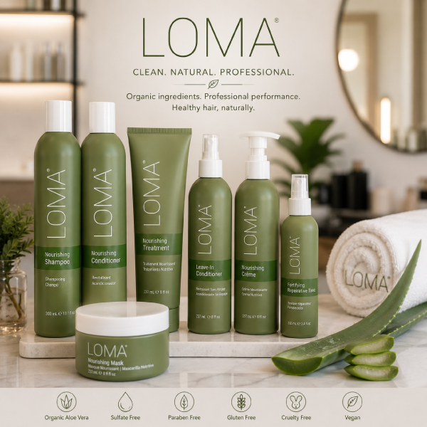 LOMA professional hair care products including shampoo, conditioner, treatments, and styling products available at Avissa Salon in Ann Arbor, Michigan.
