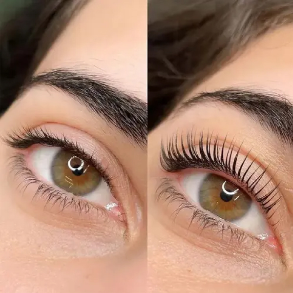 This image features a professional lash lift and lash tint performed at Avissa Salon in Ann Arbor. The lash lift enhances the natural curl and shape of the lashes, while the tint darkens lighter lashes to create greater definition and a naturally fuller appearance. Together, these treatments provide beautifully lifted, darker lashes that often eliminate the need for mascara. Every service is customized to the guest's natural lashes, creating elegant, long-lasting results that enhance their natural beauty with minimal maintenance.