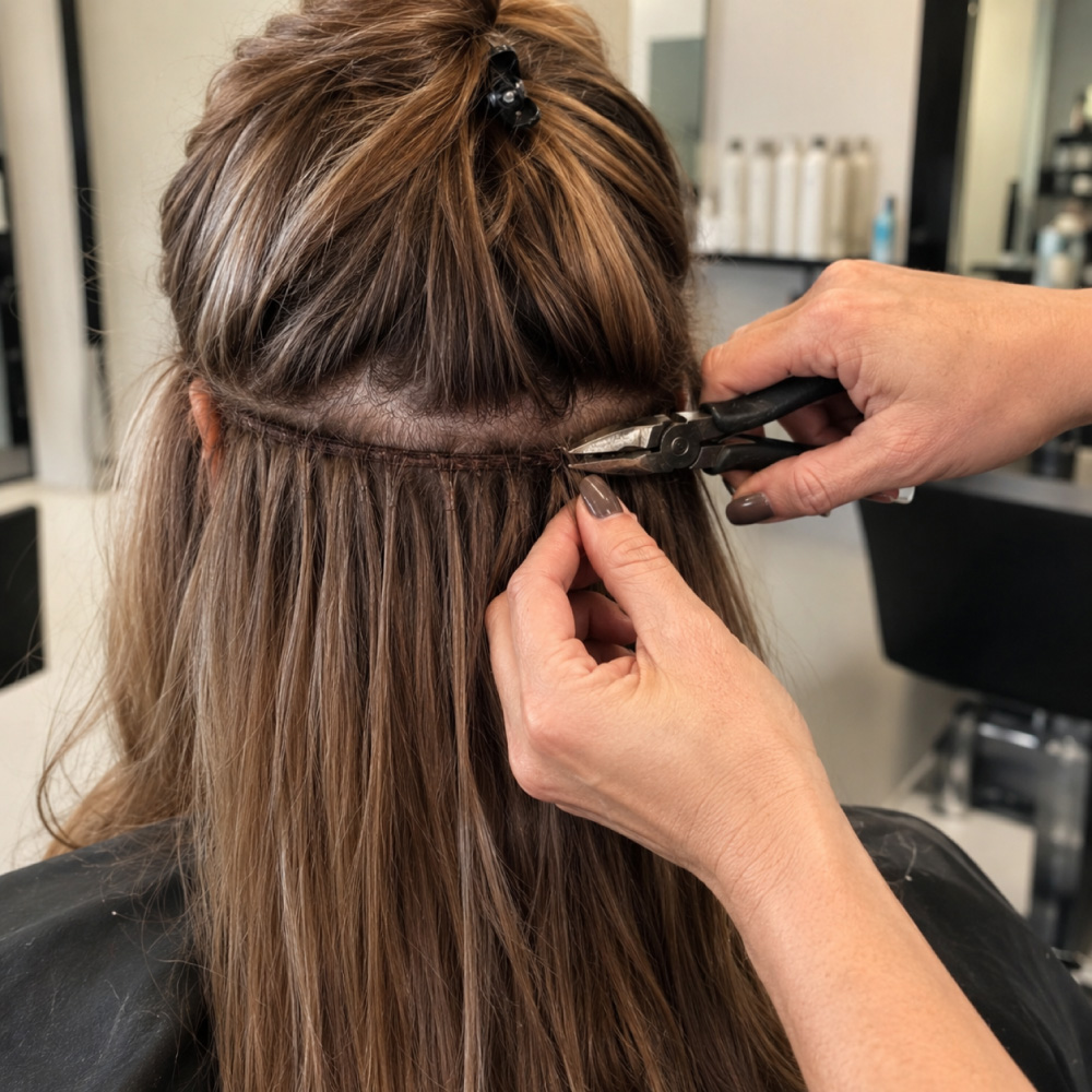 Hand-Ties-Weft-Hair-Extension-Professional-Removal-Avissa-Salon-Ann-Arbor-Michigan